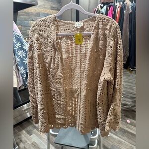 POL Tan Crochet Cardigan
